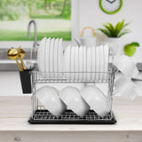 1 x RAW Customer Returns AwmnSrman Dish Drainer 2-Tier Dish Drying Rack Stainless Steel Dish Drainer Sink with Cutlery Basket Cup Holder and Drip Tray Quick Draining Silver - RRP €22.3