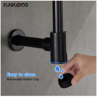 1 x RAW Customer Returns KINKIBOS brass siphon universal for washbasin vanity unit, bottle siphon in 1 1 4 x 32 mm, drain fitting, odor trap with cleaning opening siphon sink drain pipe, black - RRP €31.25