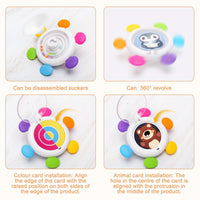 1 x Brand New CLDY Baby Teething Ring - Rudder Grasping Toy - Teething Aid Nursing Accessories for 3 Months Babies, Comes with 12 Cards - 24 Patterns - Rotating Toys Shake Fidget Spinner - RRP €12.08