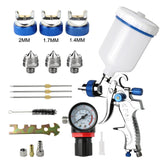 1 x RAW Customer Returns Awsuc HVLP paint spray gun 3 nozzles 1.4mm 1.7mm 2.0mm professional paint spray system spray gun with 600 ml plastic cup with air pressure regulator - RRP €39.18