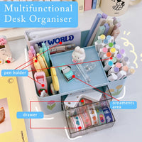 1 x Brand New Desk Organizer, Desk Organizer Kids, Space Saving Desk Organizer, Desk Organizer with Drawer, Multifunctional Pen Holder Desk Organizer, Organizer Table - RRP €11.18