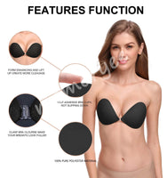 1 x Brand New Memoryee Women s Adhesive Bra, Push Up Strapless Backless Self-Adhesive Silicone Bra with 4 Reusable Silicone Invisible Breast Nipple Pads for AG Cup Large Breasts 2 Black C - RRP €27.6