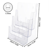 1 x RAW Customer Returns Kurtzy A4 Wall Brochure Holder Made of Clear Plastic - Three Tier Portrait Wall or Desk Brochure Holder - For Brochures, Postcards, Flyers, Menus Brochures - RRP €28.64