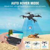 1 x RAW Customer Returns Drone with camera HD 4K, foldable drone long flight time, RC quadcopter with bag, 3D flip, one key take-off landing, headless mode, trajectory flight, mini drone gift for beginners children teenagers - RRP €40.33