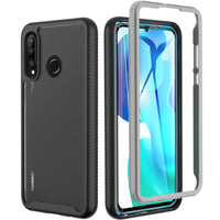 1 x RAW Customer Returns For Huawei P30 Lite Case, Cell Phone Case for Huawei P30 Lite, Shockproof Case 360 Degree All-round Protection Protective Case TPU Case with Built-in Screen Protector Robust Bumper Outdoor Cover Black Gray  - RRP €18.14