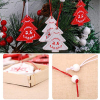 1 x Brand New Wooden Christmas pendants, 24 pieces of Christmas tree decorations, various Christmas tree decorations pendants made of wood, red deer, red Christmas tree, white bells, white five-pointed star - RRP €20.4