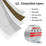 1 x RAW Customer Returns Waterproof adhesive tape 5 m x 10 cm, self-adhesive sealing tape, shower sealing tape, butyl rubber aluminum foil sealing tape, for roof leaks, surface cracks, window sill gaps, broken pipes - RRP €13.69