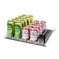 1 x RAW Customer Returns UHAPEER Refrigerator Organizer Cans, Automatic Can Dispenser, Drinks Beverage Organization Automatic, Cup Holder Can Holder Organizer Bottles Can Rack for Refrigerators, 5 Rows 38cm - RRP €27.62