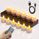 1 x RAW Customer Returns SoulBay 12 Pack Rechargeable Flickering Tea Lights with Remote Control and Timer Function, Rechargeable LED Candles with Charging Station and USB Cable for Party Room Living Room Halloween Decoration - RRP €47.99