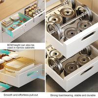 1 x RAW Customer Returns KMQRDZi Pull out Cabinet Organizer, Extendable Cabinet Organizer, Sliding Drawer with Roll-out Pull-out, Kitchen Cabinet for Pots, for Kitchen Base Cabinet Organization, Pack of 2 White, 25cm  - RRP €93.06