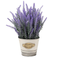 1 x RAW Customer Returns Artificial Lavender Flowers Artificial Plants Artificial Flowers Flocked Plastic Lavender in Galvanized Metal Pot Indoor Outdoor Home Kitchen Office Table Decoration Decor - RRP €22.18