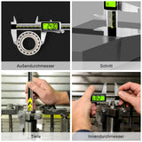 1 x RAW Customer Returns Digital caliper with backlight, precision digital caliper 150 mm made of stainless steel, waterproof LCD display and depth measurement with battery for household and industry - RRP €36.29