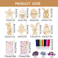 12 x Brand New Herefun wooden Easter bunny craft set, 194 pieces of Easter eggs bunny to paint with stickers, Easter bunnies to paint, DIY Easter bunny decoration, toy children Easter for Easter eggs Easter bunny - RRP €145.2