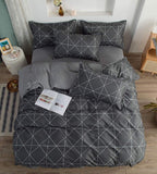 1 x RAW Customer Returns GETIYA Newest Dark grey bed linen 155x220 3-piece check pattern bed linen country house checked duvet cover set with 2 pillowcases 80x80 microfiber reversible bed linen set with zipper - RRP €27.11