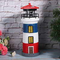 1 x RAW Customer Returns Ruiqas Lighthouse Light, Solar LED Garden Lighthouse Outdoor Decoration for Garden Fence Yard Outside Decoration Red Blue White - RRP €31.99