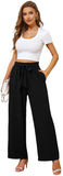 1 x RAW Customer Returns Actcat women s trousers wide loose straight cut palazzo pants high waist stretchy lounge elegant pants with pockets suitable for casual work women s pants summer airy summer pants women loose, black - RRP €32.99