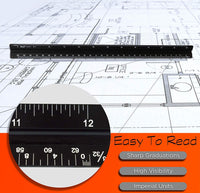 1 x RAW Customer Returns Architectural Ruler, Aluminum Triangular, Metric Scales 1 20, 1 25, 1 50, 1 75, 1 100, 1 125, Standard, 30.5 cm Long, for Architects, Students, Draftsmen and Engineers, Black - RRP €11.86