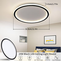 1 x RAW Customer Returns MOONSEA LED Ceiling Light 24W, Ceiling Lamp 4500K Ceiling Light, Modern LED Ceiling Light for Bedroom, Children s Room, Kitchen, Corridor, Black, 31.5cm - RRP €31.49