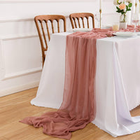 1 x RAW Customer Returns AOKSUNOVA Christmas Muslin Wedding Table Runner Chiffon 400x80cm 4m - RRP €21.62