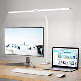 1 x RAW Customer Returns Hensam LED Desk Lamp, 1400LM Double Head Desk Lamps, Gooseneck Daylight Lamp Clamp with 5 Color Modes Brightness Levels for Office, Home, Dimmable, Eye Protection, CRI 83 White  - RRP €42.99