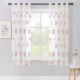 1 x RAW Customer Returns MIULEE Curtains with Floral Embroidery, White Curtains with Golden Pattern for Living Room, Bedroom Transparent Curtain with Eyelets, Set of 2 Voile Floral Transparent Curtains, Each H 160 XW 140cm - RRP €28.99