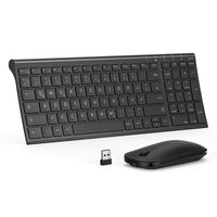 1 x RAW Customer Returns seenda Keyboard Mouse Set Wireless, Rechargeable Aluminum Keyboard with Compact Design, Ultra Thin and Quiet Wireless Keyboard with Mouse for PC Laptop Smart TV, 1200 DPI, QWERTZ Layout, Black - RRP €39.23