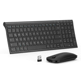 1 x RAW Customer Returns seenda Keyboard Mouse Set Wireless, Rechargeable Aluminum Keyboard with Compact Design, Ultra Thin and Quiet Wireless Keyboard with Mouse for PC Laptop Smart TV, 1200 DPI, QWERTZ Layout, Black - RRP €38.42