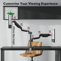 1 x RAW Customer Returns BONTEC monitor mount 2 monitors for 13 to 32 inch LED LCD screens Monitor mount height adjustable tilt, swivel and rotate, VESA 75 100mm - RRP €69.99