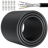 1 x RAW Customer Returns Soibke LAN cable 100 meters Cat 7, network cable installation cable 100m shielded RJ45 Ethernet cable high speed 10Gbps WiFi cable outdoor indoor SFTP Gigabit Internet patch cable installation cable black - RRP €102.67