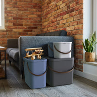 1 x RAW Customer Returns Rotho Albula storage container with lid 6L storage system storage box with handle made of recycled plastic storage BPA-free anthracite  - RRP €14.02