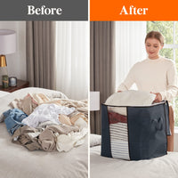 1 x RAW Customer Returns Lifewit Pack of 3 90L Storage Bags for Duvets, Foldable Storage Box with Lid, Closet Wardrobe Organizer Moving Boxes Underbed Storage for Clothes Clothes, Gray - RRP €15.12