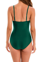 1 x RAW Customer Returns Laorchid one piece swimsuit swimwear v neck women swimsuit tummy control push up swimwear swimsuit high waist swimsuit dark green XL - RRP €39.99