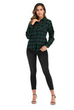 1 x RAW Customer Returns Enjoyoself women s checked shirt cotton lumberjack blouse long-sleeved button-down flannel shirt boyfriend checked blouse for everyday life Oktoberfest, green, S - RRP €26.99