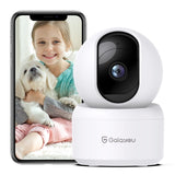 1 x RAW Customer Returns GALAYOU 2K indoor surveillance camera, WLAN IP camera surveillance indoor WiFi camera, 360 dog camera, automatic tracking, two-way audio, baby monitor with camera, works with Alexa G2 - RRP €22.21