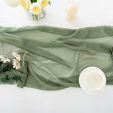 1 x RAW Customer Returns CHUQING Table Runner Green Chiffon Table Ribbon 70 cm x 4 m Table Runner Wedding for Birthdays, Communion, Celebration, Party, Eucalyptus Green - RRP €23.18