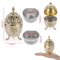 1 x RAW Customer Returns SUMNACON Vintage Zinc Alloy Incense Burner with Lid Incense Stick Holder Incense Bowl Incense Container Home Decoration Gift Ball Shape White  - RRP €17.14