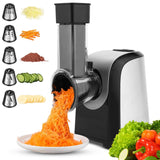 1 x RAW Customer Returns Meykey Vegetable Cutter Automatic Electric Vegetable Slicer, Vegetable Cutter Electric, Electric Vegetable Cutter Stainless Steel, Stainless Steel Cheese Grater, with 5 Conical Blades for Various Vegetables - RRP €60.49