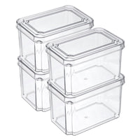 1 x Brand New QUARKZMAN 4 Pack Food Storage Containers for Refrigerator Plastic Product Saver Vegetable Fruit Storage Containers Stackable Organizer Containers White - RRP €20.4