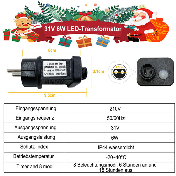 31V 6W Power Supply Adapter Transformer For Christmas LED-Fairy Light IP44/