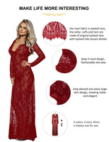 1 x RAW Customer Returns comeondear women s dresses sexy lace long long sleeve V-neck negligee pregnancy maternity dress cocktail dress evening dress, L XL 40 EU 42EU, red - RRP €28.99