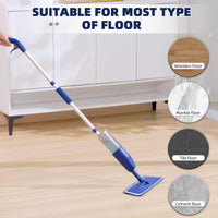 1 x RAW Customer Returns Floor mop with spray function, 360 degree rotating spray mop with 3 washable microfiber pads, 500ML water tank, 1 mop holder, mop for quick cleaning hardwood, marble, laminate, tiles - RRP €21.25