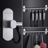 5 x RAW Customer Returns Wangel Hook Rack Kitchen Aid Hanging Rack 7 Hooks No Drilling, Patented Glue Self-Adhesive 3M Glue, Aluminum, Matte Finish - RRP €99.95