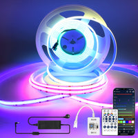 1 x RAW Customer Returns 5m WiFi COB RGB LED Strip Light, 12V RGB IC Dimmable, High Density COB LED Strip Light, 720 LED M, App Control, DIY Color Changing, Compatible with Alexa Google Home - RRP €22.8