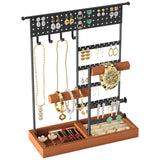 6 x Brand New FINEW jewelry stand black 4 rods, metal jewelry storage, earring storage with shelf, necklace stand jewelry, necklace holder jewelry stand, earring stand - RRP €127.02