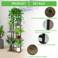 1 x RAW Customer Returns MYMULIKE 5 Tier Wooden Metal Plant Stand Indoor Outdoor 94 cm Corner Flower Shelf Plant Shelf for Multiple Plants Flower Stand Plant Stairs for Outdoor Balcony Garden Living Room A  - RRP €55.0