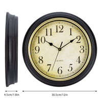 1 x RAW Customer Returns Warminn Wall Clock Without Ticking Noise with Silent Vintage 30 cm Quartz Large Battery Operated Easy to Read for Room Home Kitchen Bedroom Office School Black Arabic Numerals  - RRP €18.7