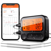 1 x RAW Customer Returns BFOUR Grill Thermometer with 2 Stainless Steel Probes, Wireless Meat Thermometer with APP Control, Roast Thermometer BBQ Thermometer for Grill, Kitchen, Oven - IPX5 Waterproof - RRP €25.78