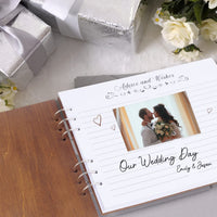 1 x RAW Customer Returns Creawoo 28.5cm Mr Mrs wooden guest book, wedding book memories scrapbook for wedding, anniversary, birthday with 120 pages, at least 240 pictures white paper - RRP €19.99