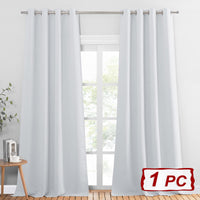 1 x RAW Customer Returns PONY DANCE curtains white opaque - 1 piece H 260 x W 140 cm thermal curtain against cold and heat blackout curtain opaque bedroom curtains with eyelets, gray and white - RRP €27.95