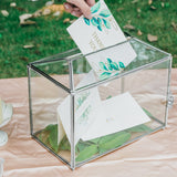 1 x RAW Customer Returns NCYP 26x15x20cm Silver Glass Card Box with Slot and Lock for Birthday Party, Handmade Geometric Card Holder, Home Decoration, Plant Terrarium Only Glass Box and Lock  - RRP €47.02